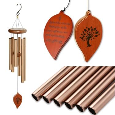 Imagem de Dexun Glow Sinos De Vento Para Áreas Externas, 32" Em Memória Da Perda Um Ente Querido, Presentes Condolências O Dia Das Mães E Dos Pais, Jardim Adequado, Área Externa, Pátio - Ouro Rosa