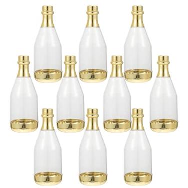 Imagem de Gadpiparty Pacote Com 10 Mini Potes De Acrílico Para Doces, Recipientes Garrafas, Faça Você Mesmo, Caixas Chá Bebê, Casamento, Aniversário, Festa, Lembrancinhas, Dourado Transparente