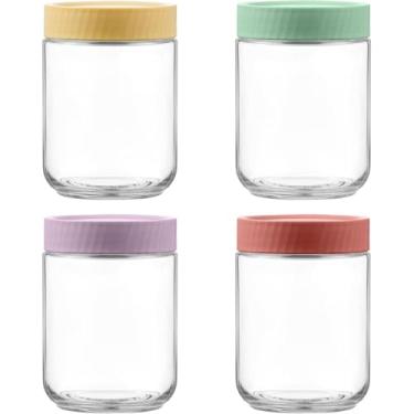 Imagem de Danmu Recipientes De 16 Oz Para Aveia Noturna Com Tampa, Preparação Refeições, Pacote 4, Potes Vidro Tampa Lanche, Noturna, Iogurte, Parfait, Sopa, Smoothies, Salada 100% À Prova Vazamento, Lavável