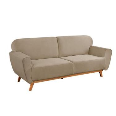 Imagem de Sofá 3 Lugares Floret Veludo Bege - Keva