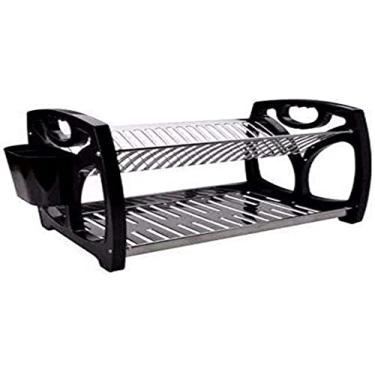 Imagem de Escorredor de Pratos Inox 16 Pratos com Lateral Preta E Porta Talher