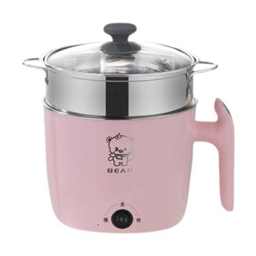 Imagem de YWJLQH Panela Elétrica Quente, Panela Lenta, Mini Panela para Cozinhar Macarrão, Rosa com Vaporizador