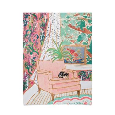 Imagem de Society6 Pôster 2021, 45,72 cm x 60,96 cm, Lara Lee Meintjes Catnap-Smoking Cat cochilando na cadeira da The Window