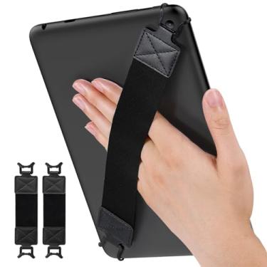 Imagem de MoKo Alça de mão de segurança para tablet de 9 a 11 polegadas, iPad/Pro/Air/Kindle Fire HD/Samsung, preta de alta elasticidade, versátil, alça de mão, leve, suporte para dedos, pacote com 2, preto