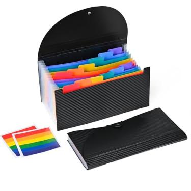 Imagem de Cesil 2 organizadores de arquivos sanfonados, pasta expansível de 13 bolsos, organizador de recibos pequeno de 26 x 13 cm para negócios, suporte de documentos de cupom, organizador de pastas portátil