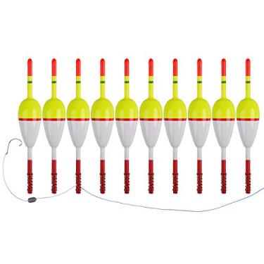 Imagem de AGOOL Boias e boias de pesca Balsa boias de pesca de madeira, boias de mola, kit de pesca, boias ovais, boias deslizantes para carrappie, panfish walleyes (tipo B, 10 peças)