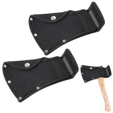 Imagem de Hpmjz 2 peças Coldre de bainha de cabeça de machado de encaixe duplo protetores de lâmina de machado preto coldres de machado capas de cabeça de machado para segurança, acampamento, amantes