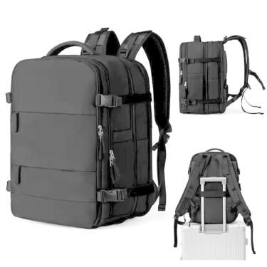 Imagem de Mochila Impermeável Expansível Notebook Usb Reforçada-Preto