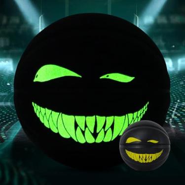 Imagem de Kuangmi Bola de basquete Devil Smile, bola de cesta que brilha no escuro, Streetball brilhante luminosa, tamanho oficial 7 (75 cm), feita para jogos internos e externos