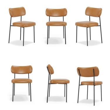 Imagem de Conjuto 6 Cadeiras Stela Escritório Couro Sintetíco Whisky - Vallisa Decor