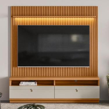 Imagem de Estante para TV Até 75 Polegadas Ouro Preto 2 Gavetas com Led 180 Cm N