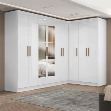 Imagem de Guarda-Roupa Casal Modulado Paris 9 Portas 2 Gavetas com Espelho Branc