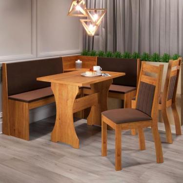 Imagem de Canto Alemão Royale com 2 Cadeiras Mel/Veludo Bombom - Viero Móveis - 