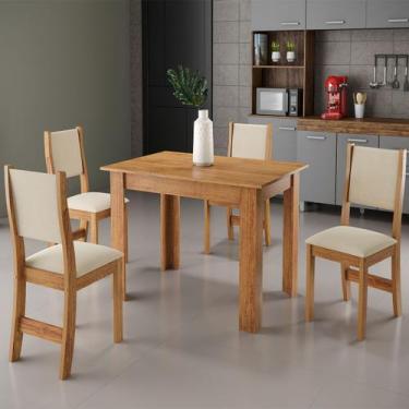 Imagem de Mesa de Jantar 4 Lugares Ariana Mel/Nude - Viero Móveis, Moderno, Bege