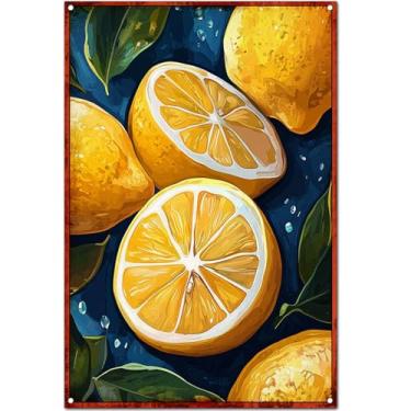 Imagem de Placa original retrô cheia de vitalidade em lata de limão - Pôster vintage vibrante de cozinha cítrica para decoração de parede, placa de arte de metal durável para casa, bar, café ou jardim