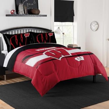 Imagem de Conjunto de edredom Wisconsin Badgers – Roupa de cama Badgers para dormitórios, quartos de hóspedes, trailers, portas traseiras e UW, decoração de dia de jogo, casal/queen