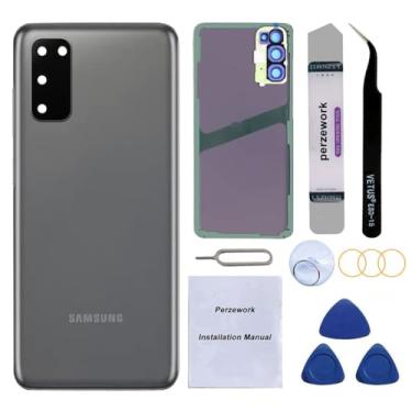 Imagem de Perzework Substituição de vidro traseiro OEM para Samsung Galaxy S20 6,2 polegadas com kit de ferramentas de reparo e adesivo pré-instalado (cinza cósmico)