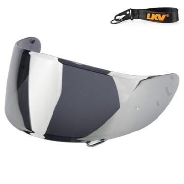 Imagem de LKV Substituição de viseira RF-1200 RF 1200 - CWR-1 Viseira de capacete de motocicleta proteção UV protetor facial compatível com RF-1200 CWR-1 X14 Z7 X-Spirit (prata cromada)