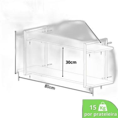 Imagem de Prateleira Estilo Industrial Cozinha De Parede Gnd Bp 80Cm