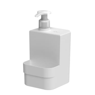 Imagem de Dispenser Porta Detergente C/Suporte Para Bucha Esponja Pia Cozinha Pump Dosador Anti-Desperdício - Trium OU Martiplast - Branco