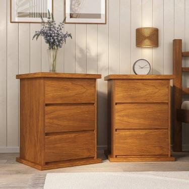 Imagem de Kit com 2 Mesas de Cabeceira Dubai - 100% Madeira Mogno Mel