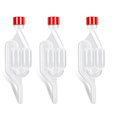 Imagem de Válvula De Retenção De Câmara De Ar Em Forma De S, Válvula De Vedação De Fermentação Com Ilhós Para Fabricação De Vinho E Cerveja, Rolha De Câmara De Ar De Plástico Com Bolhas(3pcs)