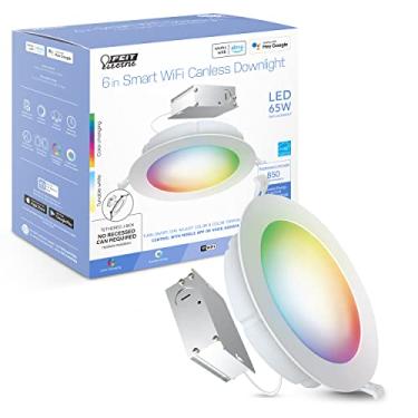 Imagem de Feit Electric LEDR6XT/RGBW/CA/AG 6" 65 Watt Equivalente Alteração de Cor WiFi Equivalente, Branco Ajustável, Sem Hub Obrigatório, Alexa ou Google Assistant, Nenhum Hub Necessário LED Smart Canless Retrofit Kit Downlight Recessed Downlight