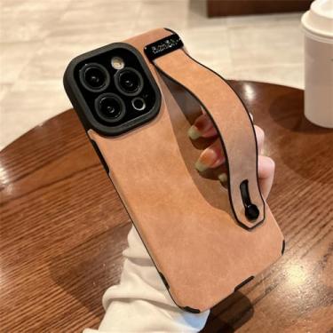 Imagem de Pulseira de couro capa de telefone macia para iphone 11 12 13 14 15 pro max plus x xr xs 7 8 plus se suporte capa traseira, laranja, para iphone 7plus