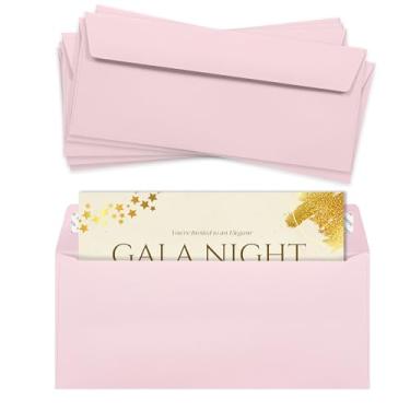 Imagem de Envelopes cor de rosa #9, pacote com 25, envelopes coloridos tamanho carta 9 x 21 cm, envelopes de negócios para cartões, convites, férias, cartões postais, presentes, papel de 14,5 kg, envelopes