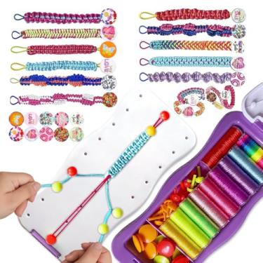 Imagem de SKUBWEMW SKUBEMW Kit de fabricação de pulseiras da amizade para meninas, artes e artesanato, ferramentas para crianças, presentes de aniversário, para meninas de 7, 8, 9, 10, 11 e 12 anos, kit de