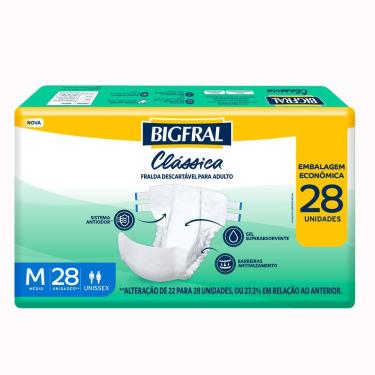Imagem de Fralda Bigfral Clássica Embalagem Ecônomica Tamanho M Com 28 Unidades