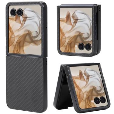 Imagem de Fourmor Capa para Motorola Razr Plus 2025/Razr Plus 2024 - Capa protetora à prova de choque com padrão de fibra | Cobertura total | Design leve e antiimpressões digitais
