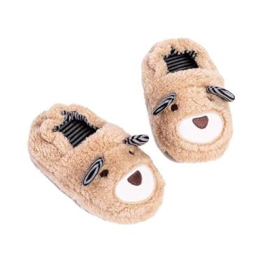 Imagem de Pantufas infantis para meninos e meninas, chinelos fofos para casa, interior, inverno, quarto, antiderrapante, sapatos quentes e macios, Bege, 11-12 Little Kid