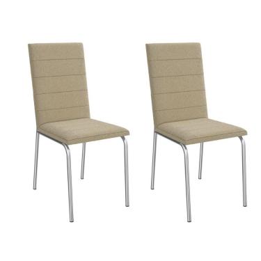 Imagem de Kit 2 Cadeiras Sala Jantar Amsterdã 2c091 Aço 2 Un Cromado-boucle Bege Fendi - Kappesberg