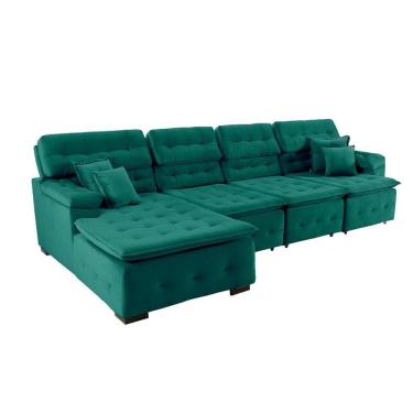 Imagem de Sofá Orlando 3.45x2.10m Com Chaise, Retrátil E Reclinável - Verde