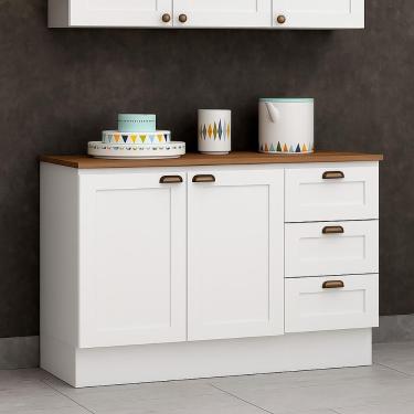 Imagem de Balcão Cozinha Genialflex Provençal Branco Com Tampo ébano