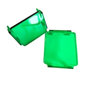 Imagem de VKBYNG 2 capas de luz LED de 7,6 cm capas de luz de cubo à prova de poeira para cúbico quadrado de 7,6 x 7,6 cm barra de luz de trabalho LED abajur de neblina (2 peças de capas verdes)