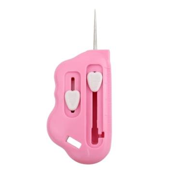 Imagem de 2un Conjunto Guias Costura Magnéticos 3 em 1 com Furador e Passador Linha para Máquina Costura, Guia Bainha Multifuncional Rosa com Escala Medição Acessórios Universais para Patchwork