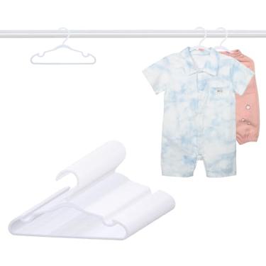 Imagem de Cabides infantis de plástico, pacote com 60 cabides antiderrapantes para roupas, calças, saias e saias (branco)