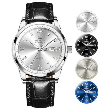 Imagem de Taxau Relógios masculinos casuais de rosto grande para homens, relógio de pulso analógico de quartzo clássico, à prova d'água, relógio social masculino com data diurna, luminoso, relojes para hombre