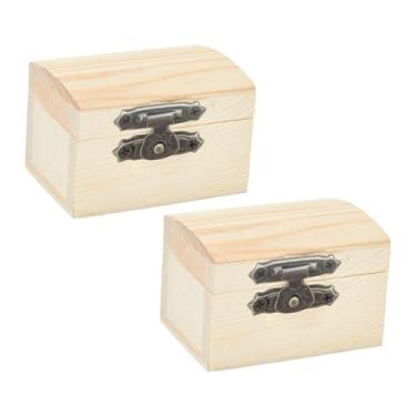 Imagem de simhoa Conjunto de 2 caixas de madeira inacabadas, porta-tesouros para armazenamento doméstico, caixas para joias e lembrancinhas, Style B