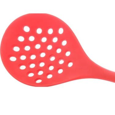 Imagem de Escumadeira de Silicone Vermelha, 33 cm, Resistente a Altas Temperaturas, Antiaderente, Ideal para Frituras e Cozidos