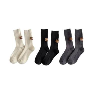 Imagem de Meias Femininas Acolchoadas Quentes De Cano Médio Para Outono Inverno,