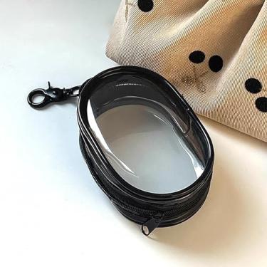 Imagem de Caixa de armazenamento de cabo de dados redonda transparente multifuncional, bolsa de armazenamento para fone de ouvido para viagem ao ar livre (preto)