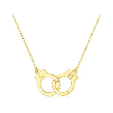 Imagem de M MOOHAM Colar com duas iniciais para mulheres - Colar de duas letras banhado a ouro 14K Amizade BFF Joias personalizadas Presentes de aniversário para mulheres, melhores amigas, casais, Latão, Sem