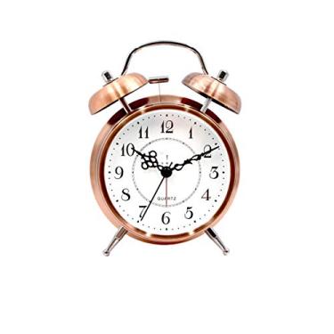 Imagem de Despertador com toque de metal para casa decr adequado para sala de estar quarto relógio de mesa retrô vintage com vidro de luz noturna