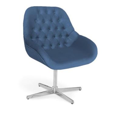 Imagem de Poltrona Base Giratória Alumínio Capitonê Pandora - Zari Decor, Velutt