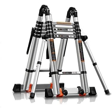Imagem de Escada Telescópica Escada Dobrável Multifuncional Escada De Extensão Telescópica Uma Estrutura Escada Telescópica De Alumínio Resistente Para Engenharia Doméstica Diária 330 Lb,3,7M+3,7M,Collector