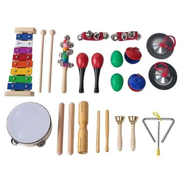 Imagem de RiToEasysports Conjunto de Música para Crianças, 13 Peças, Conjunto de Brinquedos Musicais para Crianças, Instrumentos de Percussão Com Xilofone, Pandeiro, Abanadores para Aprendizagem Precoce