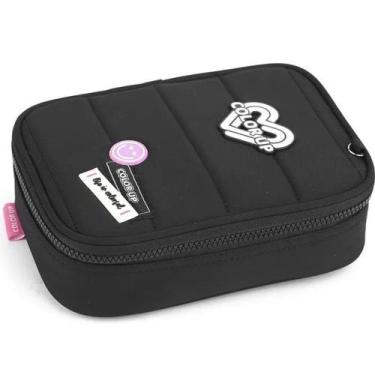 Imagem de Estojo Escolar Juvenil Box Quadriculado Color Up Life is Feminino Emoj